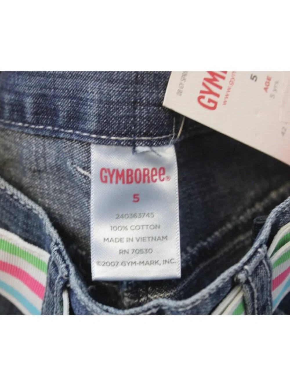 2008 Gymboree Tennis Match sz 5 Flared Jeans Ribbon Belt Adjustable Waist Wide
